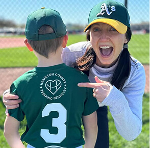 Dr. Juntgen and Hamilton County Pediatric Dentistry sponsored baseball team player