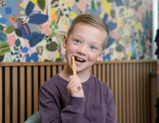 Boy brushing his teeth